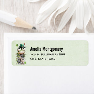 Frog with Green Hat and Shamrock Cute - Address