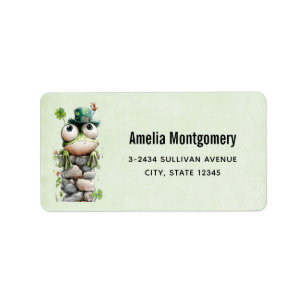 Frog with Green Hat and Shamrock Cute - Address Label
