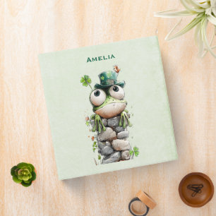 Frog with Green Hat and Shamrock Cute Binder