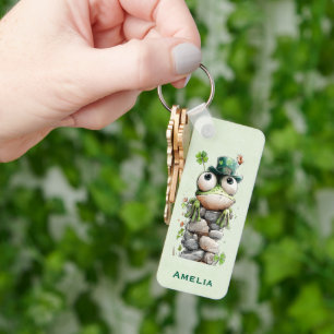  Frog with Green Hat and Shamrock Cute Keychain