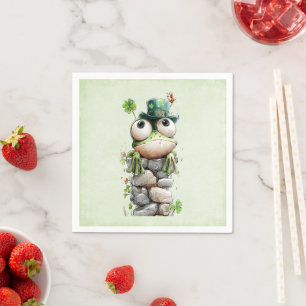 Frog with Green Hat and Shamrock Cute Napkin