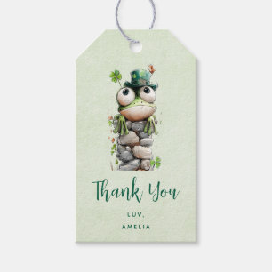 Frog with Green Hat and Shamrock Cute Party Gift Tags