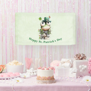 Frog with Green Hat and Shamrock St. Patrick's Day Banner