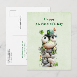 Frog with Green Hat Cute St. Patrick's Day Holiday Postcard