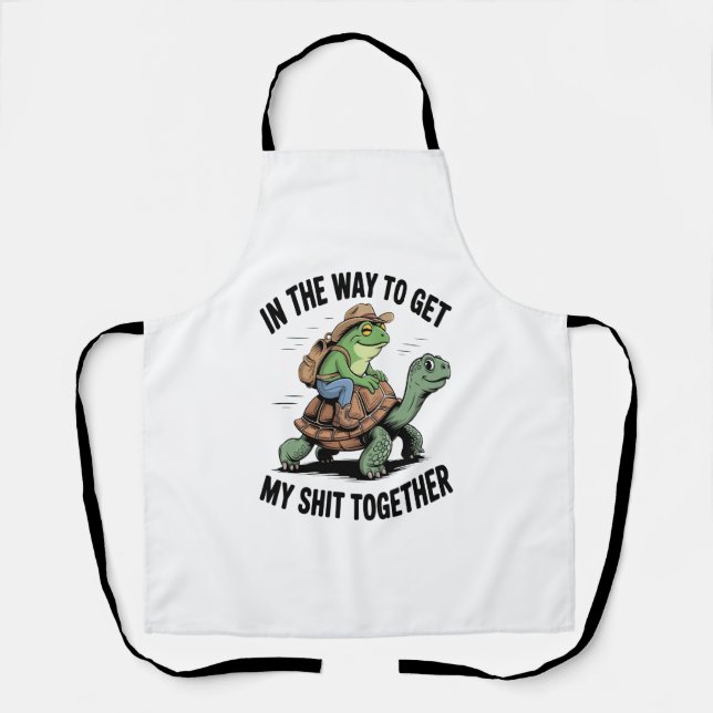 Frog with Hat Riding Turtle Apron (Front)