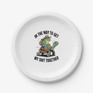 Frog with Hat Riding Turtle Paper Plate