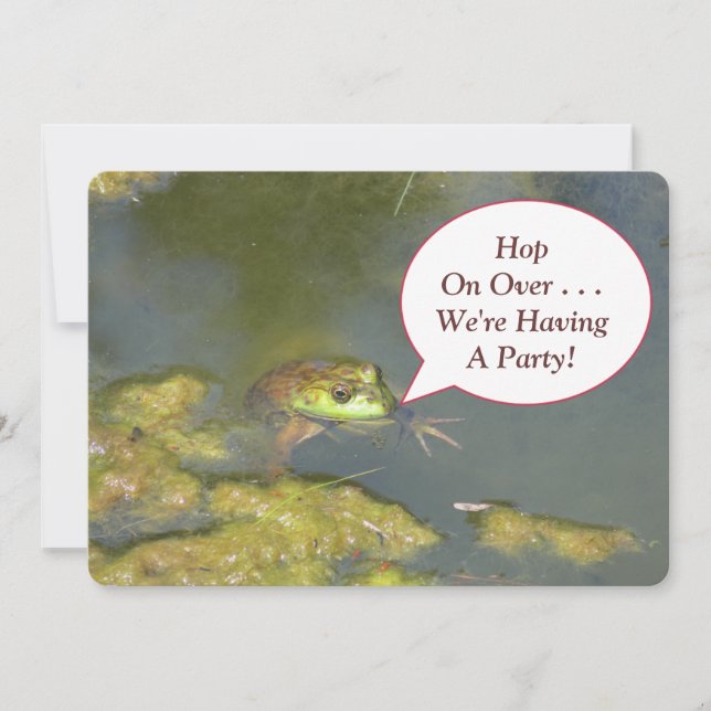 FROG WITH HEAD POPPED UP OUT OF WATER INVITATION (Front)