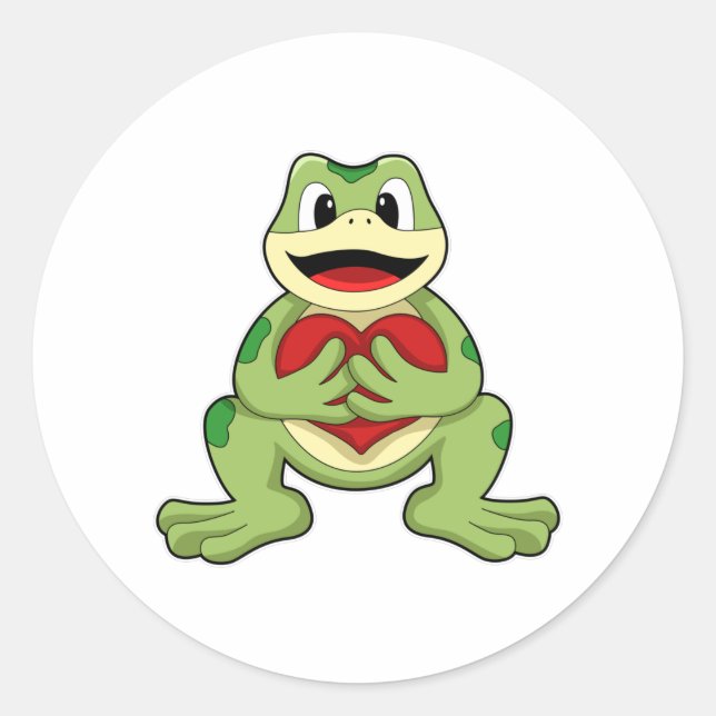 Frog with Heart Classic Round Sticker (Front)