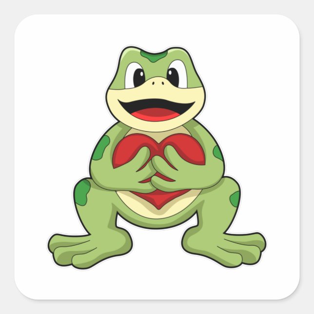 Frog with Heart Square Sticker (Front)