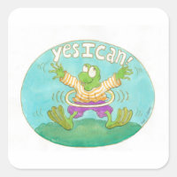 frog with hula hoop says "YES I CAN!"