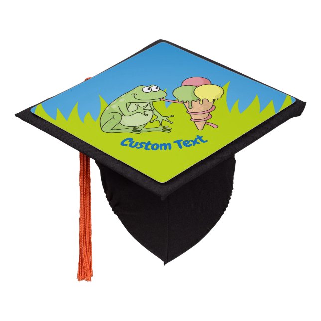 Frog with Icecream Graduation Cap Topper (Angled)