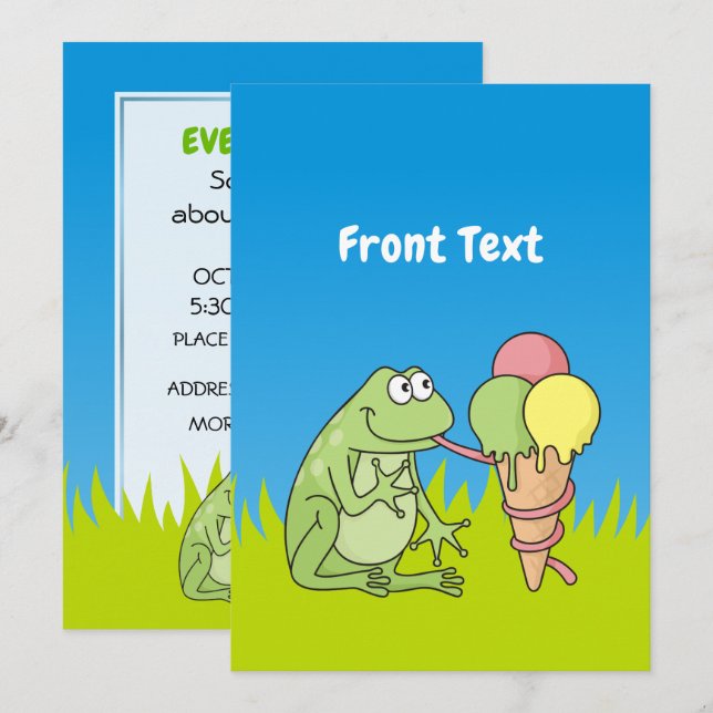 Frog with Icecream Invitation (Front/Back)