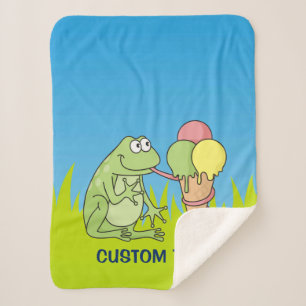 Frog with Icecream Sherpa Blanket