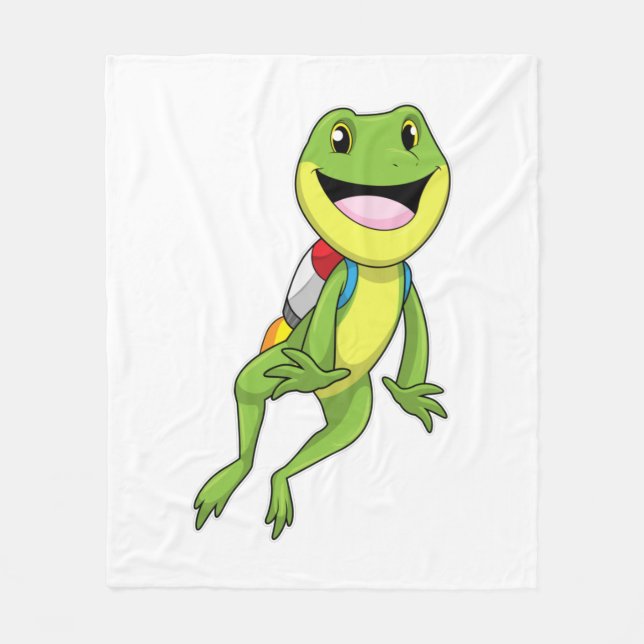 Frog with Jetpack Fleece Blanket (Front)