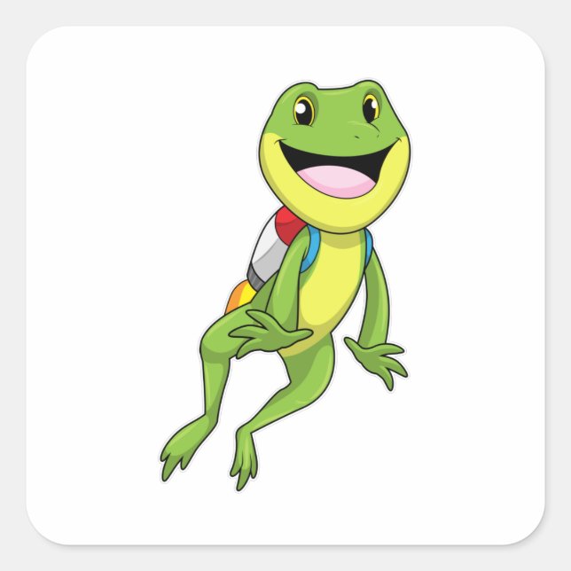 Frog with Jetpack Square Sticker (Front)