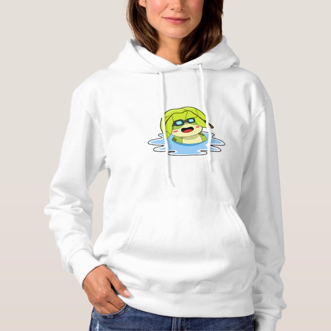 Frog with Leaf at Swimming Hoodie (Front)