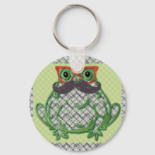 Frog with moustache and fish glasses by Artinspire Keychain