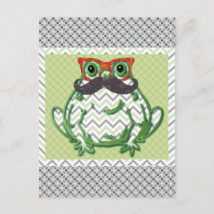 Frog with moustache and fish glasses by Artinspire Postcard