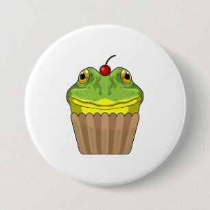 Frog with Muffin 3 Inch Round Button
