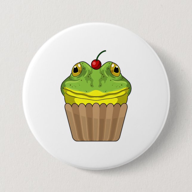 Frog with Muffin 3 Inch Round Button (Front)