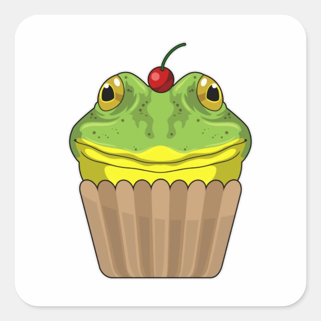 Frog with Muffin Square Sticker (Front)