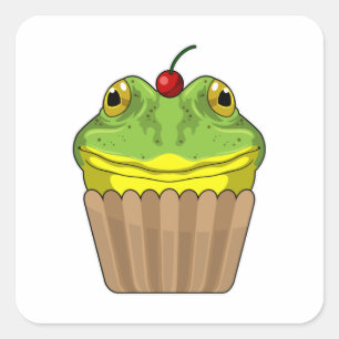 Frog with Muffin Square Sticker