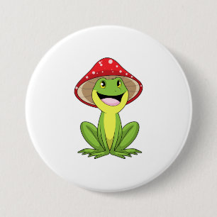 Frog with Mushroom 3 Inch Round Button