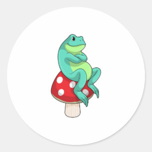 Frog with Mushroom Classic Round Sticker