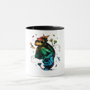 Frog with mushroom Cottagecore Rainbow Style Mug