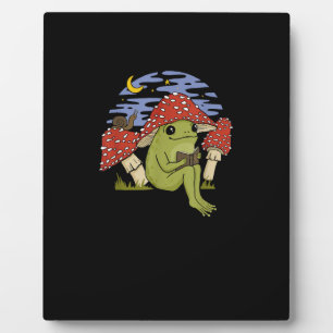 Frog With Mushroom Hat - Cottagecore Goblincore Bo Plaque