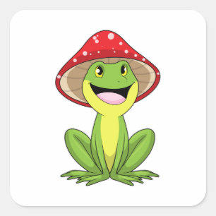 Frog with Mushroom Square Sticker