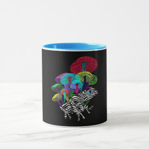 Frog with mushrooms in Neon Style Mug
