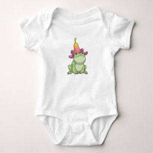 Frog with Plumeria Baby Bodysuit