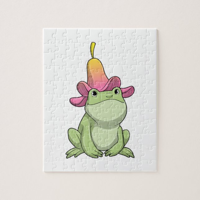 Frog with Plumeria Jigsaw Puzzle (Vertical)