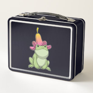 Frog with Plumeria Metal Lunch Box