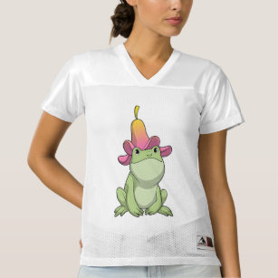 Frog with Plumeria Women's Football Jersey