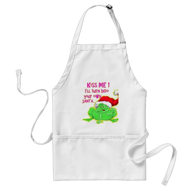 Frog with Santa hat Funny saying Standard Apron (Front)