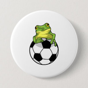 Frog with Soccer ball 3 Inch Round Button
