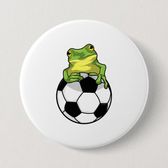 Frog with Soccer ball 3 Inch Round Button (Front)