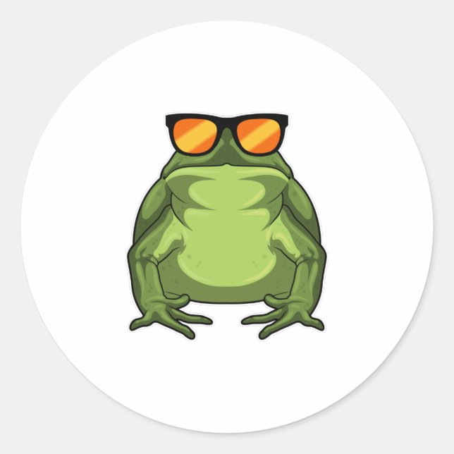 Frog with Sunglasses Classic Round Sticker (Front)