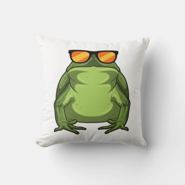 Frog with Sunglasses Throw Pillow (Front)