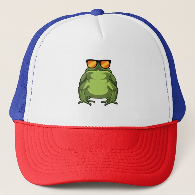 Frog with Sunglasses Trucker Hat (Front)