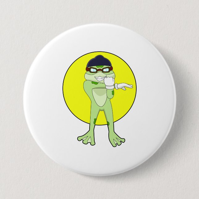 Frog with Swimming goggles 3 Inch Round Button (Front)