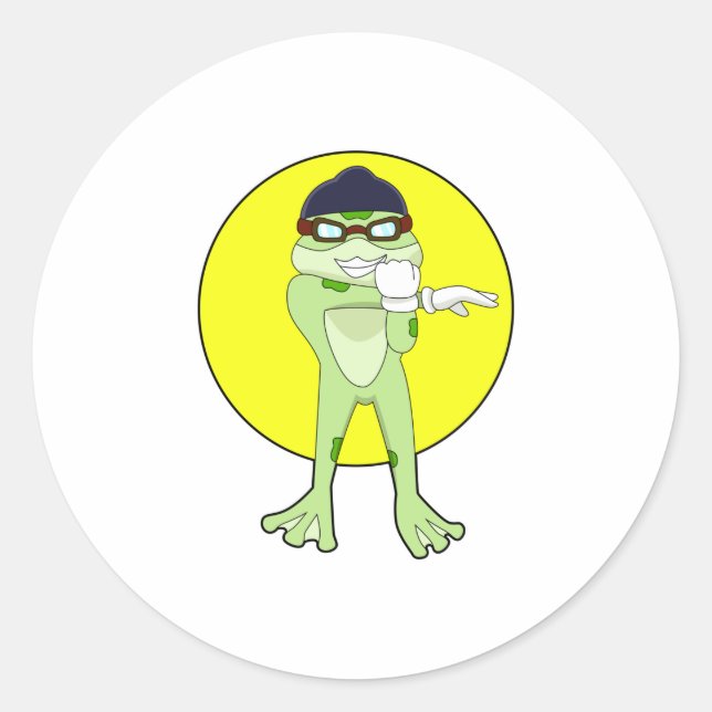 Frog with Swimming goggles Classic Round Sticker (Front)
