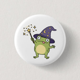 Frog Wizard Casting Spells 1 Inch Round Button
