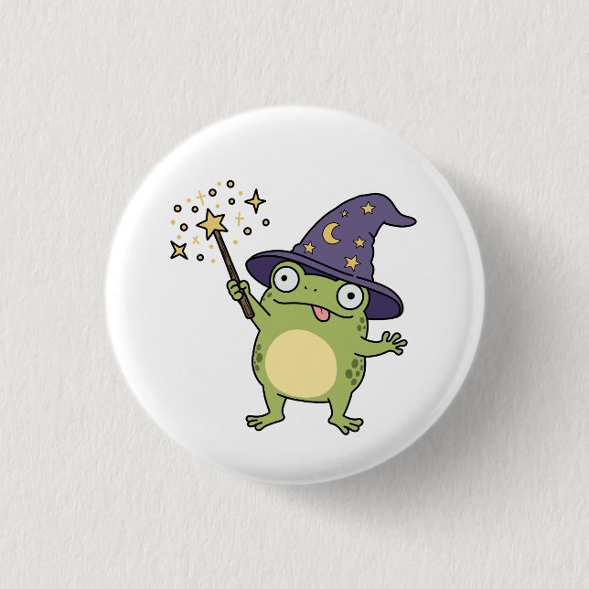 Frog Wizard Casting Spells 1 Inch Round Button (Front)