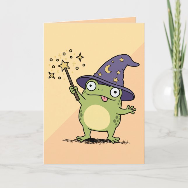 Frog Wizard Casting Spells Card (Front)