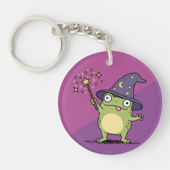 Frog Wizard Casting Spells Keychain (Front)