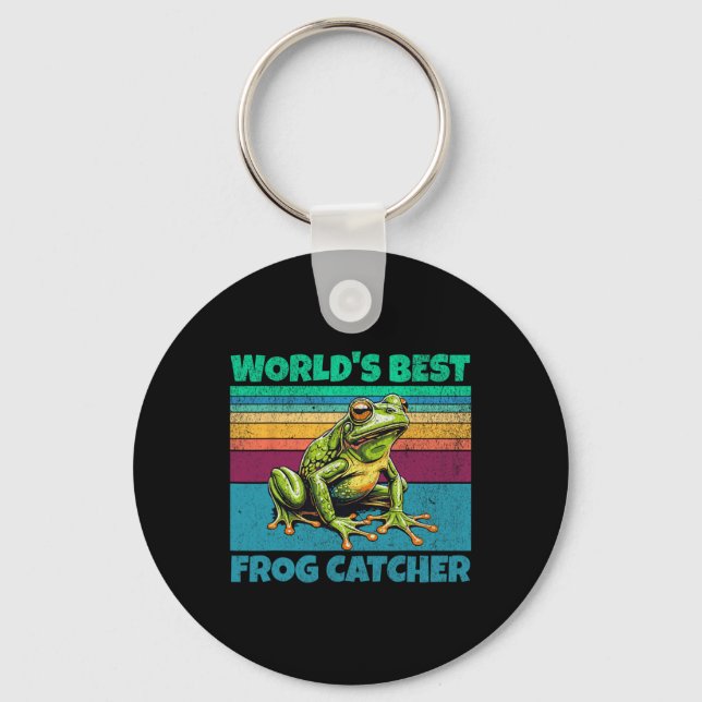 Frog Worlds Best Toad Catcher Funny Amphibian Hunt Keychain (Front)