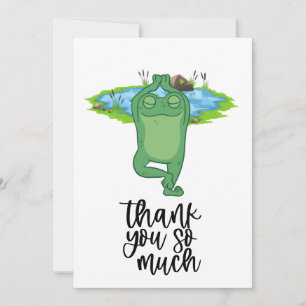 Frog Yoga Thank you card with pond background